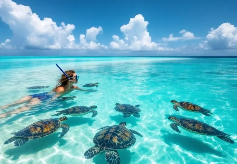 Caribbean turtle snorkeling